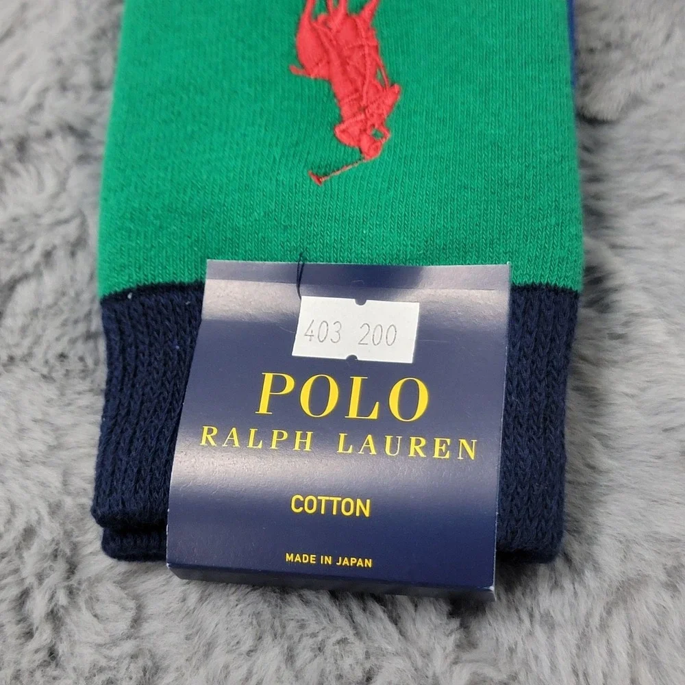 Polo Ralph Lauren Socks Mens 10-13 Multicolor Colorblock Big Pony Mid Calf Japan